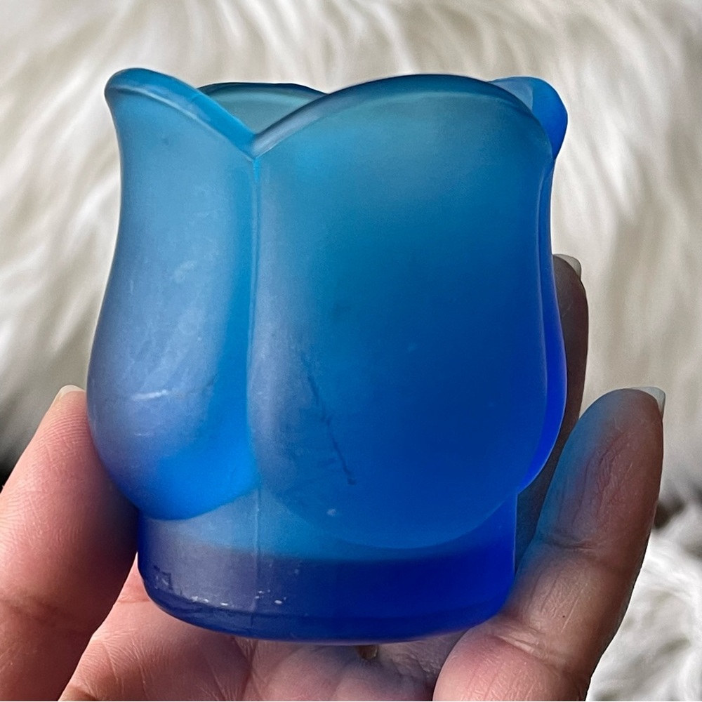 Vintage | Blue Frosted Paragon Tulip Votive Candle Holder 1pc